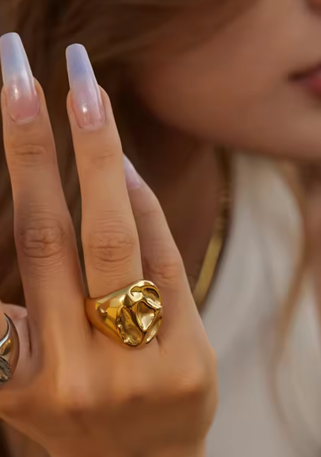 Gold Melt Signent Ring image 1