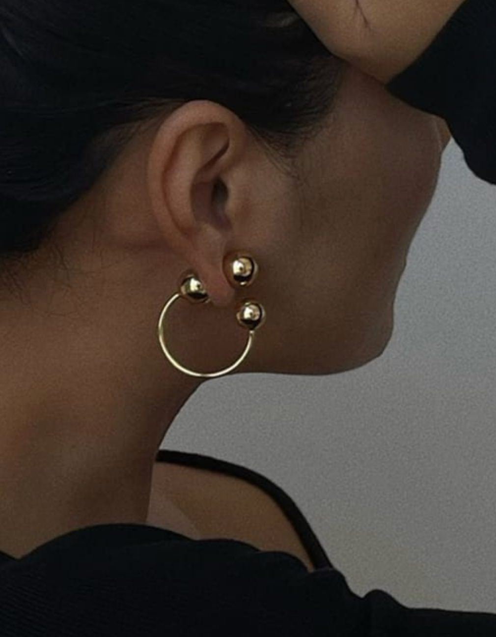 Gold Reversible Stud Hoop image 1